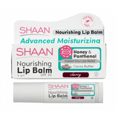 SHAAN ADVANCED MOISTURIZING NOURISHING LIP BALM (SPF 30+) WITH COCOA BUTTER — CHERRY 5 GM